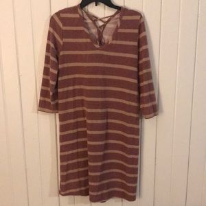 Pink and tan striped Sweater dress